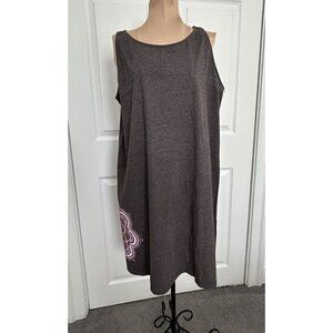 Instant Message Women's Dress Sleeveless A-Line Shift Gray Pink Mandala Size M